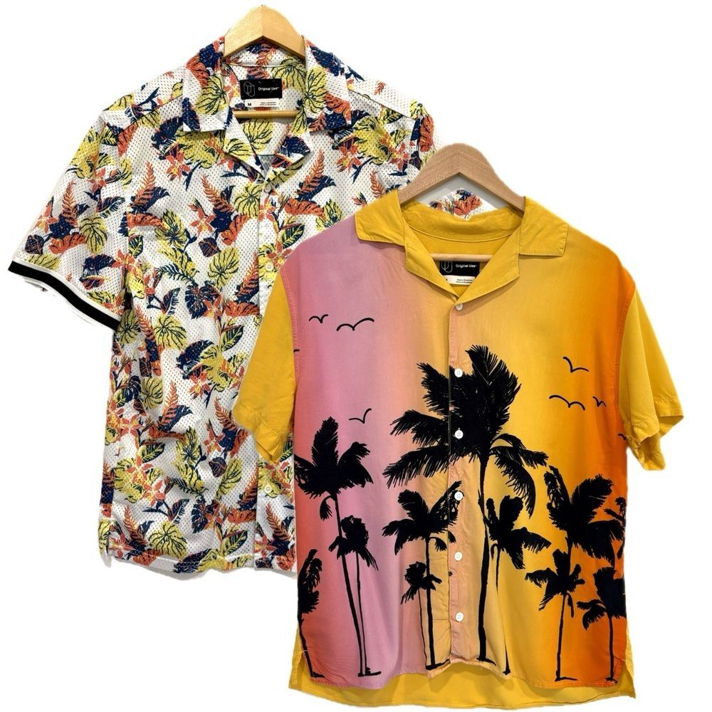 Original Use Mens Hawaiian Camp Shirt Bundle Size M Short Sleeve Button Down